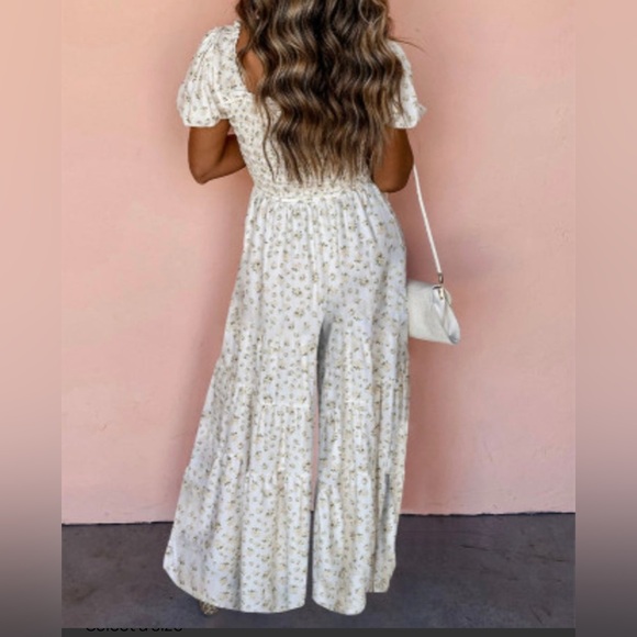 Floral Cream Jumpsuit - Picture 2 of 2